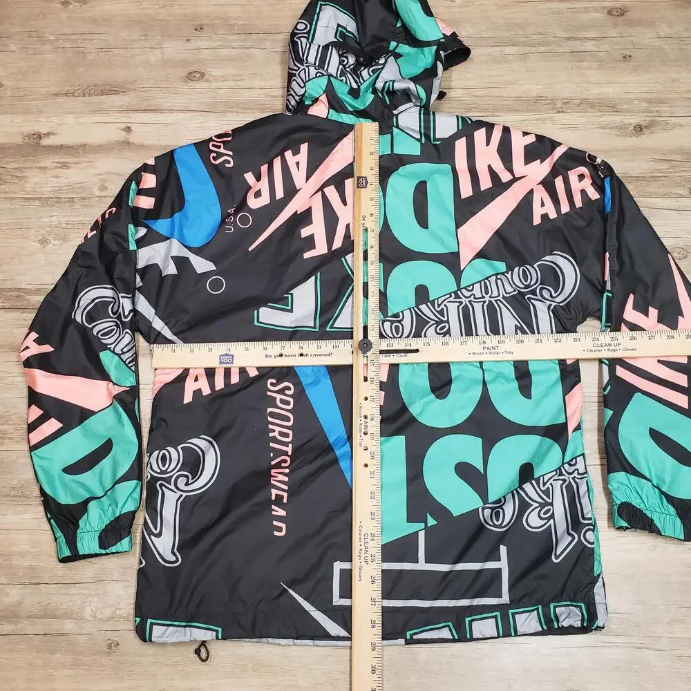 Nike IDJ Jacket Mens M Multicolor Just Do It Hooded 1/2 Zip Windbreaker All Over